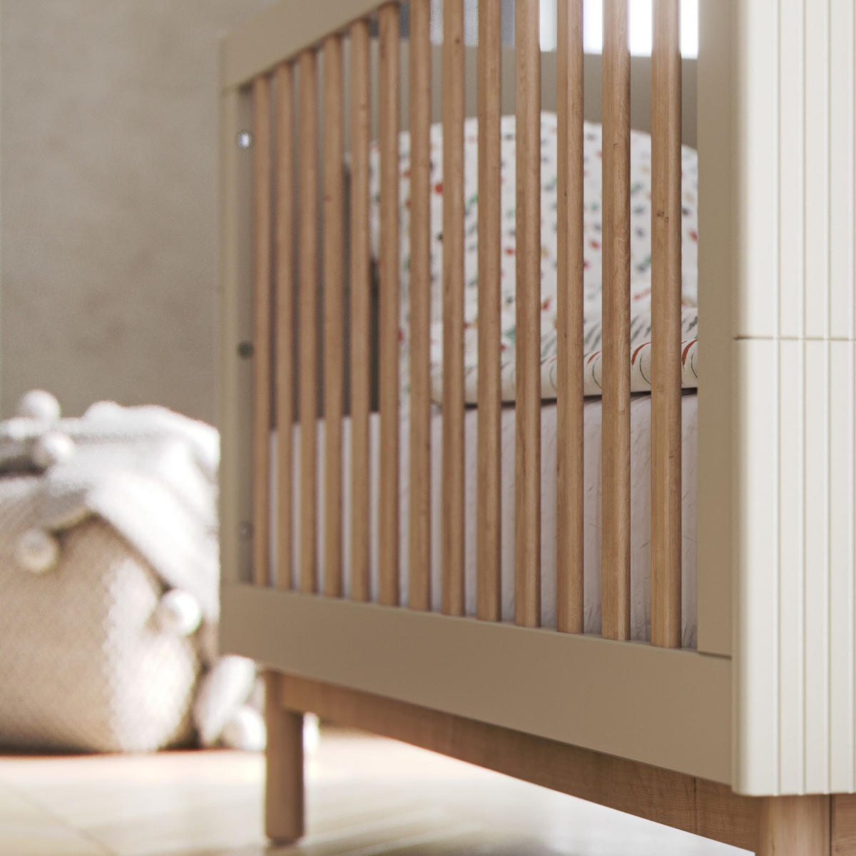 GITTERBETT LOTTI - Beige, Holz (124/88/66cm) - KONSIMO®
