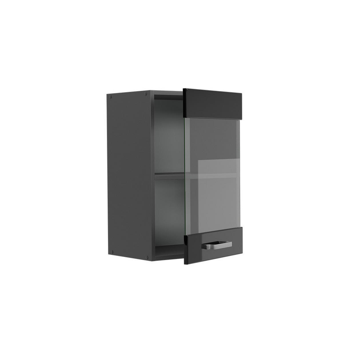 KÜCHENGLASSCHRANK R-Line Schwarz Hochglanz 40 cm - Schwarz Hochglanz/Anthrazit, Holzwerkstoff (40/60/31cm) - Vicco
