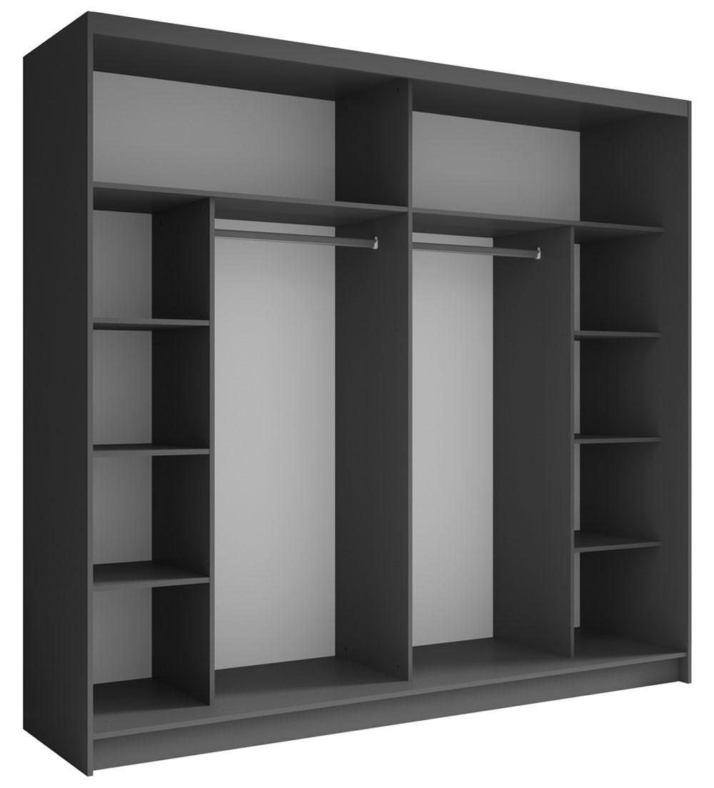 SCHIEBETÜRENSCHRANK Fino graphit 230 / 62 / 215cm - Weiß/Grau, Holz/Holzwerkstoff (230/215/62cm) - Feldmann-Wohnen