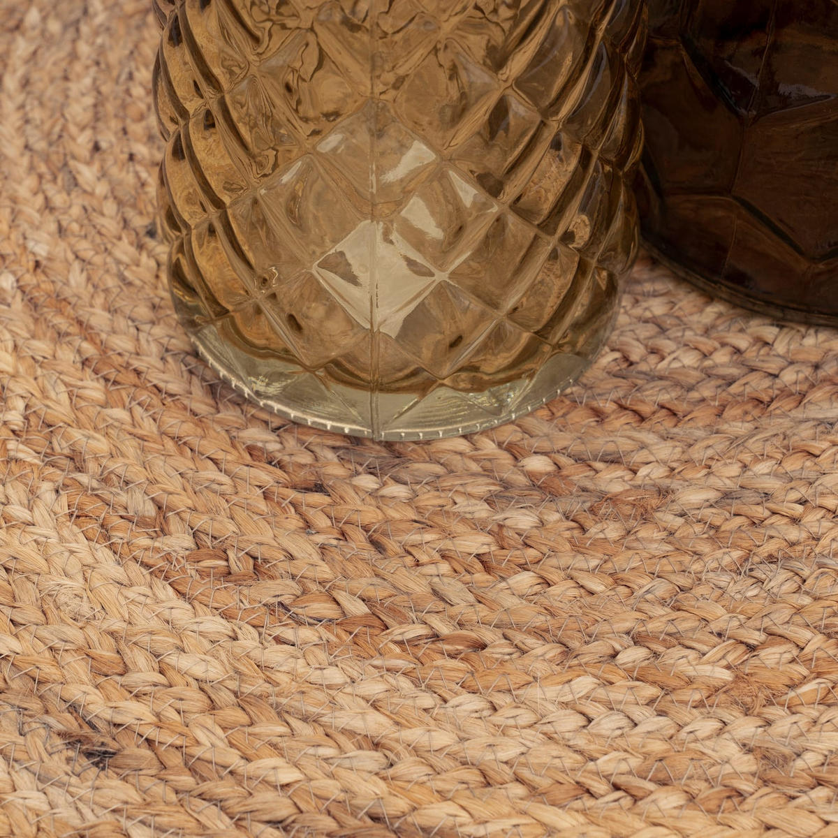 BAUMWOLLTEPPICH Boho wendbar schmutzabweisend Natur Rund 200D - Beige, Textil (200/200cm) - KADIMA DESIGN