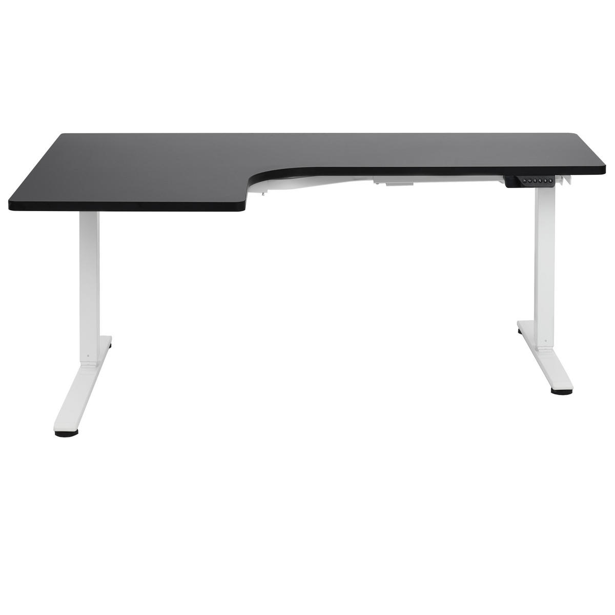 ECKSCHREIBTISCH elektrisch höhenverstellbar 160/109 cm Schwarz/Weiß linksseitig Destines - Schwarz/Weiß, Holzwerkstoff/Metall (109/160/60cm) - Beliani