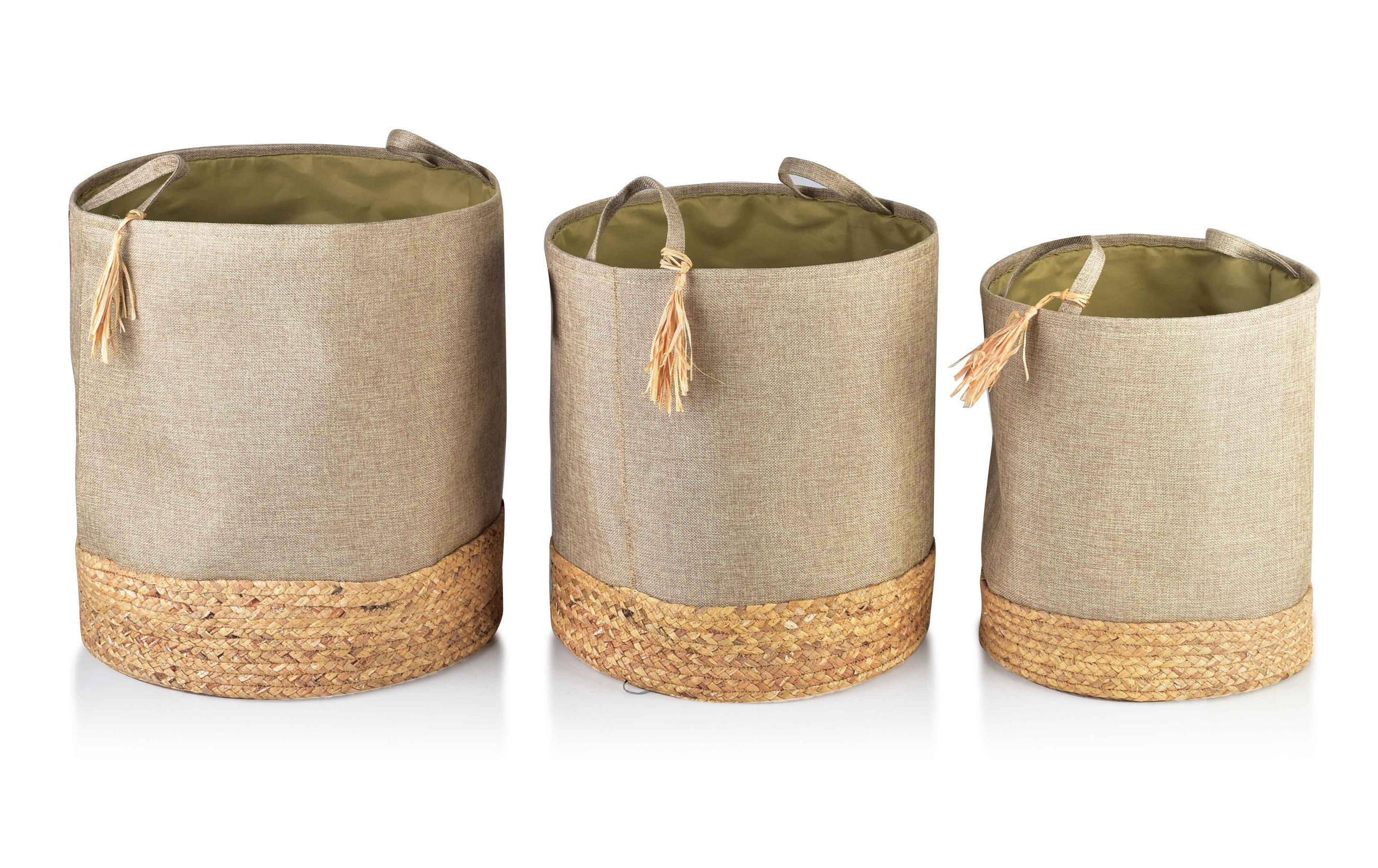 KORB Amparo 3er Set beige 42/42/46cm Stoff - Beige, Kunststoff (42/46/42cm) - Mondex