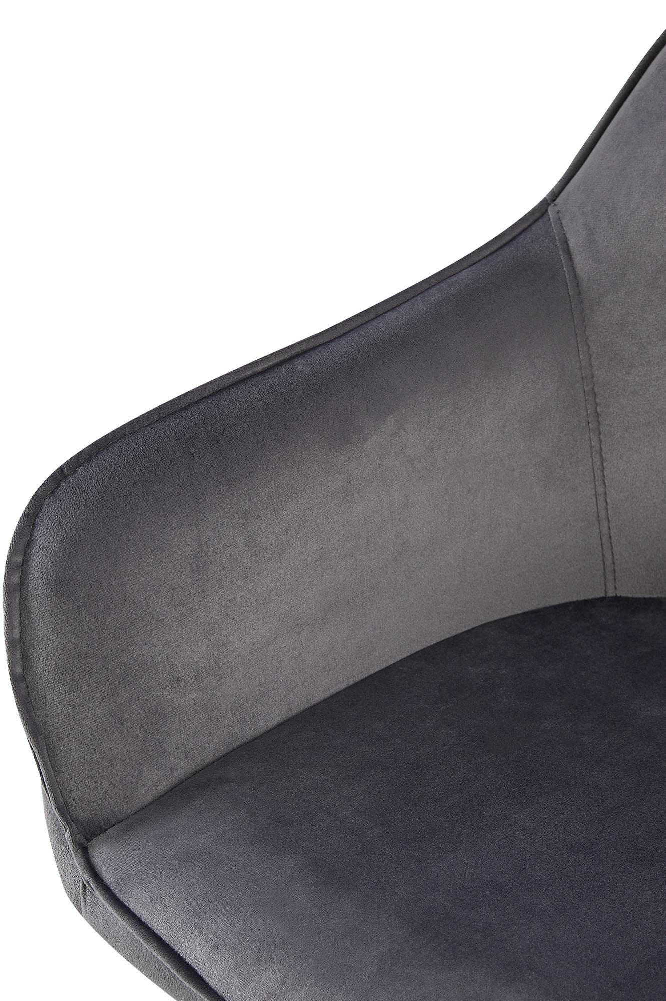 ARMLEHNENSTUHL Samt dunkelgrau - Dunkelgrau/Schwarz, Textil/Metall (60/84/60cm) - CLP