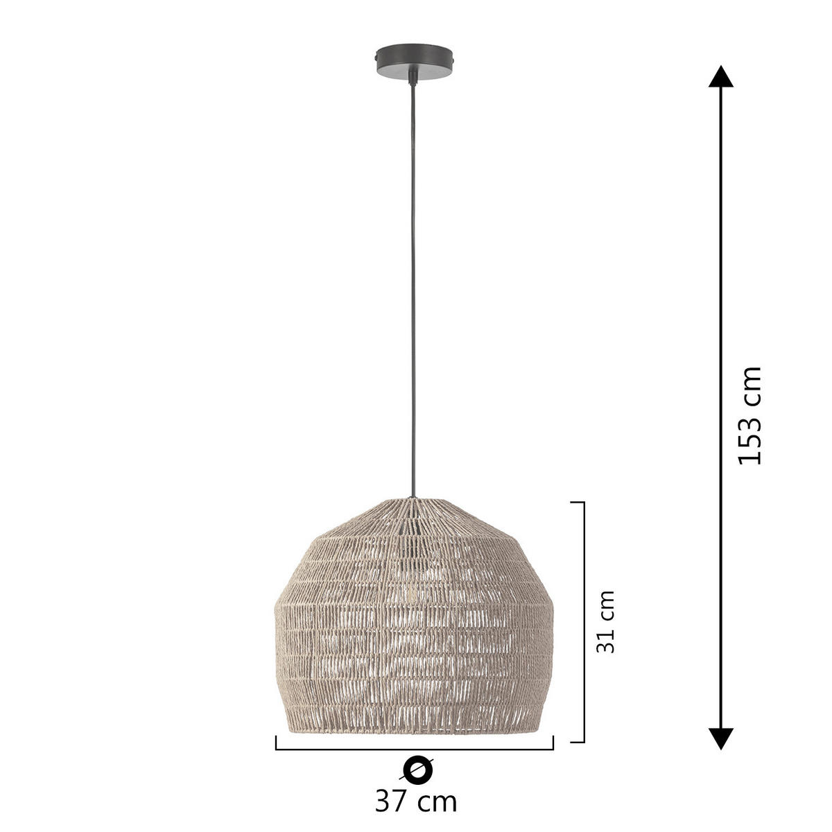 HÄNGELEUCHTE﻿ 37/37/153 Aiko - Beige, Naturmaterialien (37/37/153cm) - VS Venta-stock