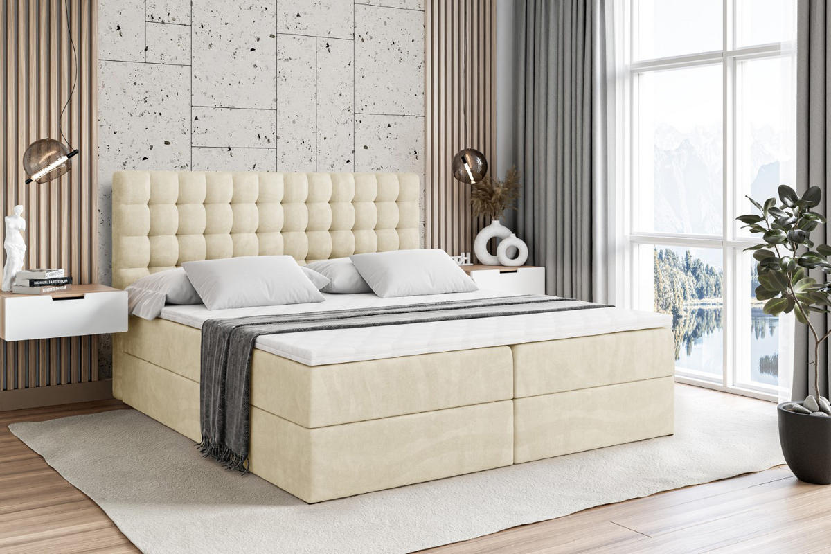 BOXBETT mit H3-Matratze und Lattenrost - VIONE - 120x200 Beige - Beige, Holzwerkstoff (120/200cm) - ALTDECOR