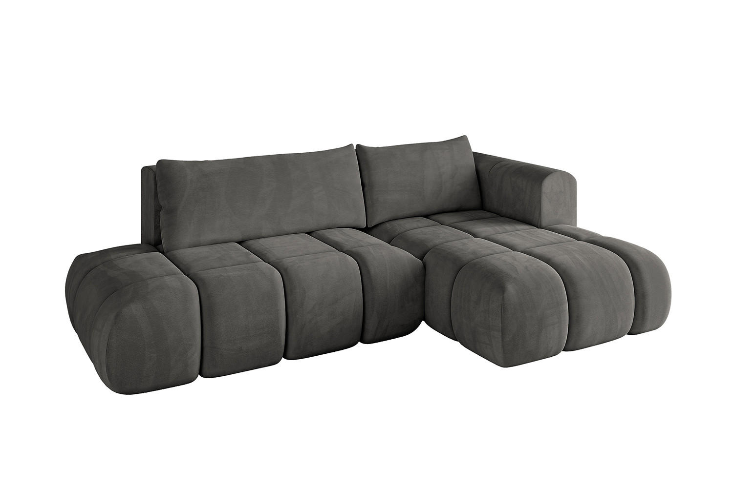 ECKSOFA Ottomane Rechts CLOUD-L 289x180x40 Dunkelgrau Velours - Dunkelgrau, Holzwerkstoff/Kunststoff (289/180cm) - ALTDECOR