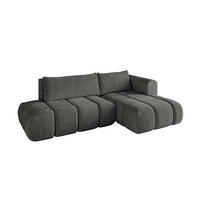 ECKSOFA Ottomane Rechts CLOUD-L 289x180x40 Dunkelgrau Velours - Dunkelgrau, Holzwerkstoff/Kunststoff (289/180cm) - ALTDECOR