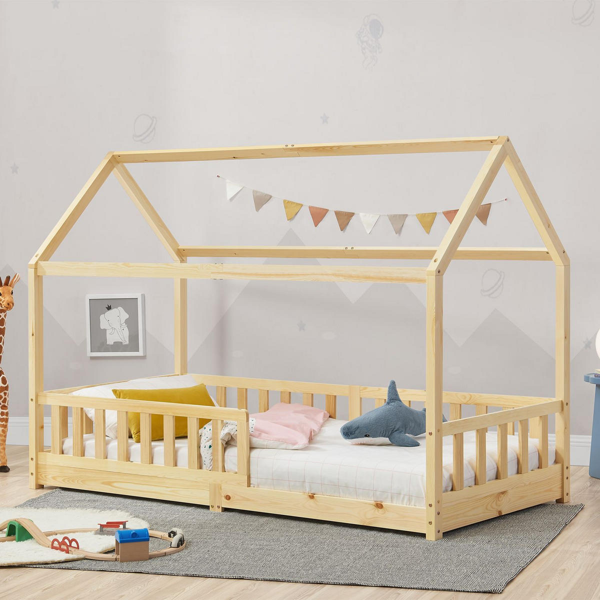 KINDERBETT Marli natur 90x200 cm - Naturfarben, Holz (90/200cm) - Juskys