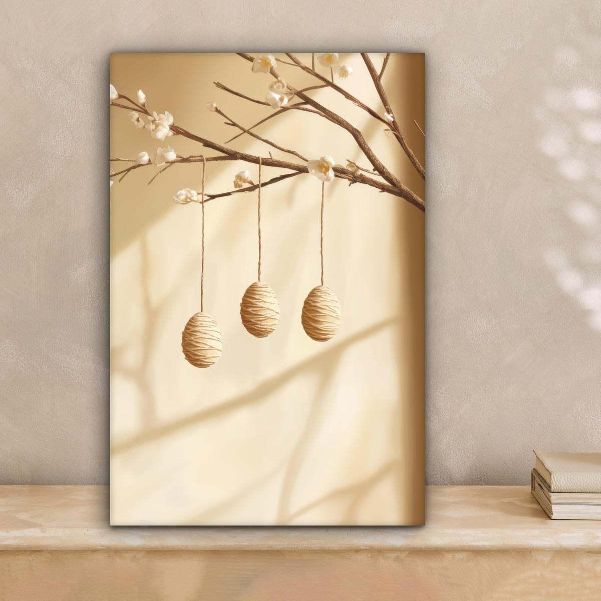 LEINWANDBILD Beige - Osterkuchen - Eier Deko Wohnzimmer 20x30 cm - Beige, Textil (20/30cm) - MuchoWow