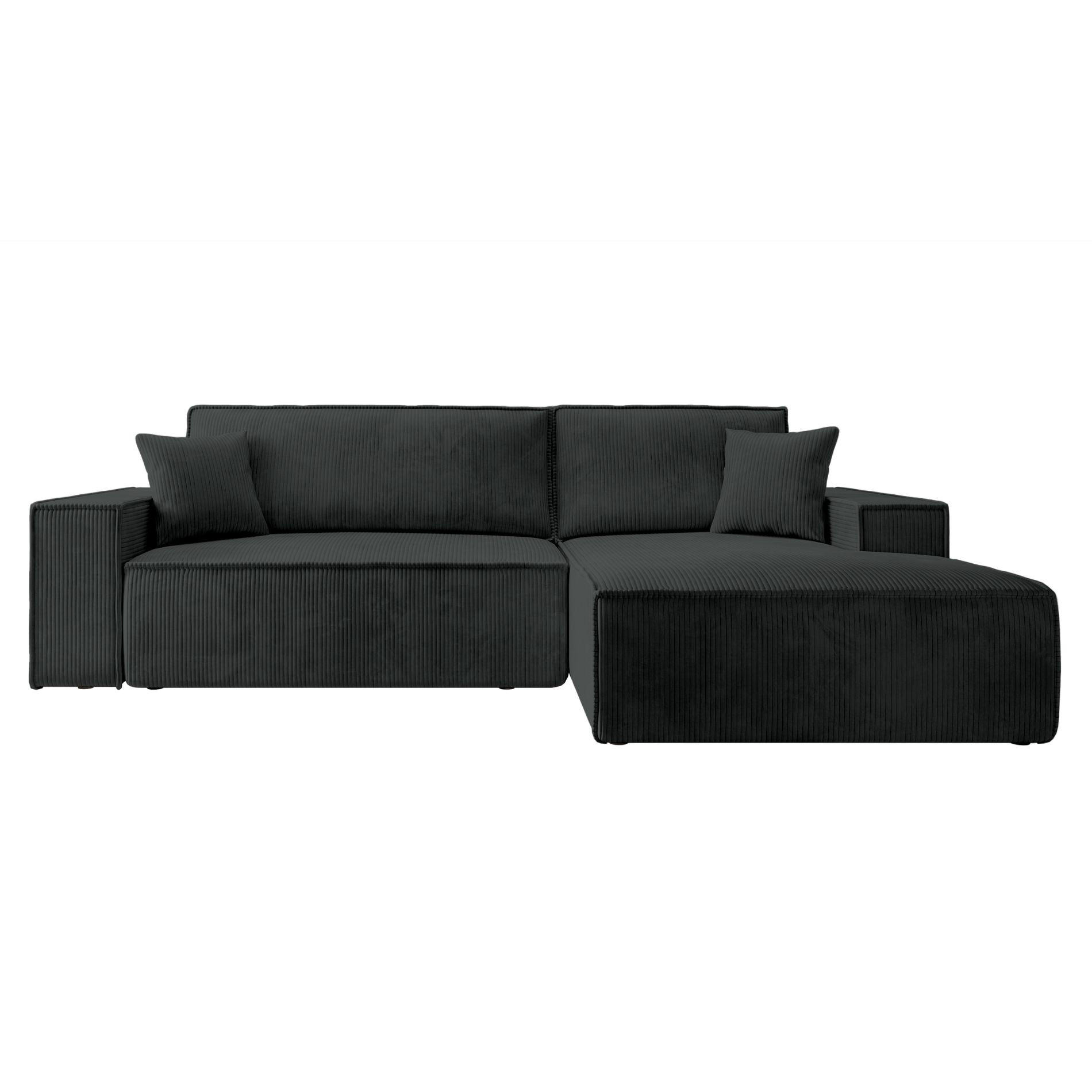 ECKSOFA Farese New Schwarz Cord - Schwarz, Kunststoff/Textil (167/267cm) - Selsey