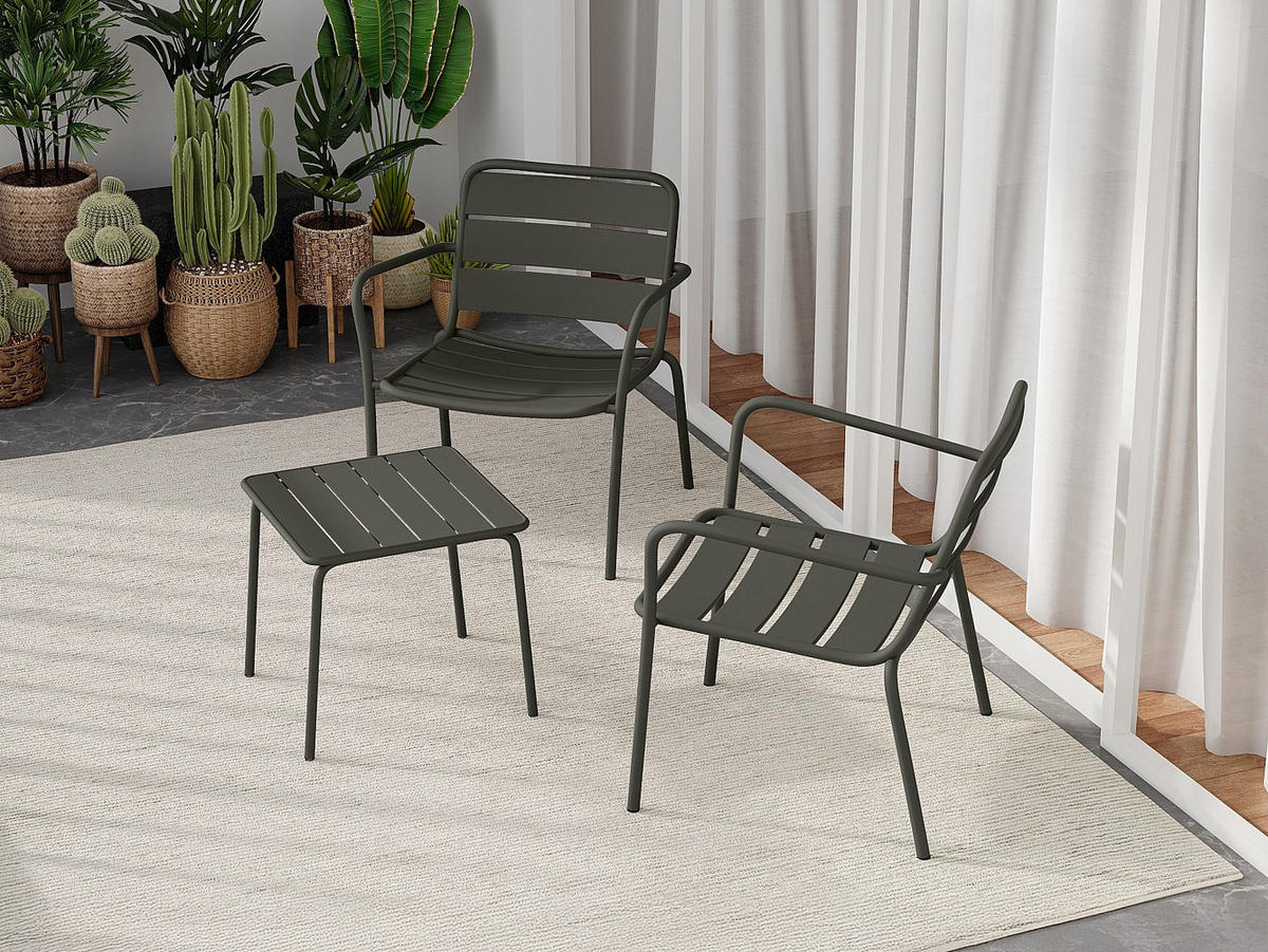 GARTEN-BEISTELLTISCH quadratisch - Metall - Anthrazitgrau - MIRMANDE von MYLIA - Anthrazit, Metall (45/45/41.5cm) - Vente-Unique