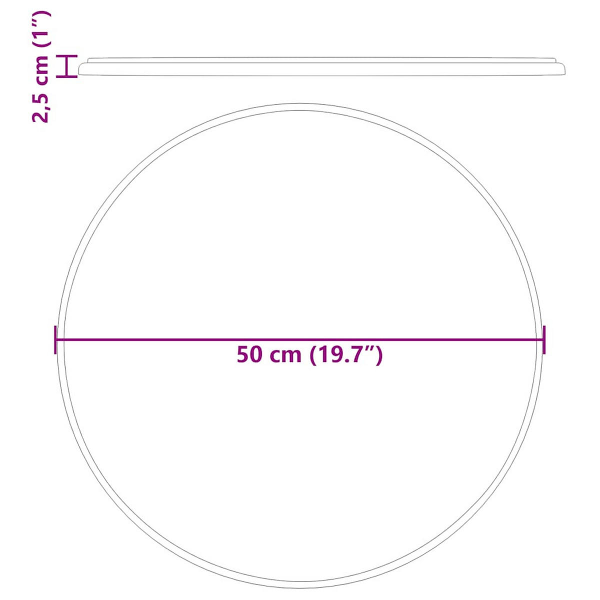 TISCHPLATTE Schwarz Ø50/2,5 Cm Marmor - Schwarz, Stein (50/50/2.5cm) - vidaXL