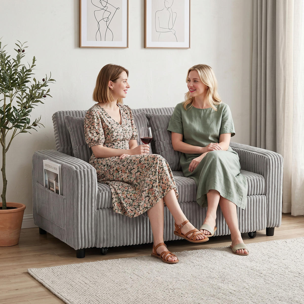 2-SITZER Schlafsofa Hellgrau 157.0/90.0/91.0 cm - Hellgrau, Textil (90/91/157cm)