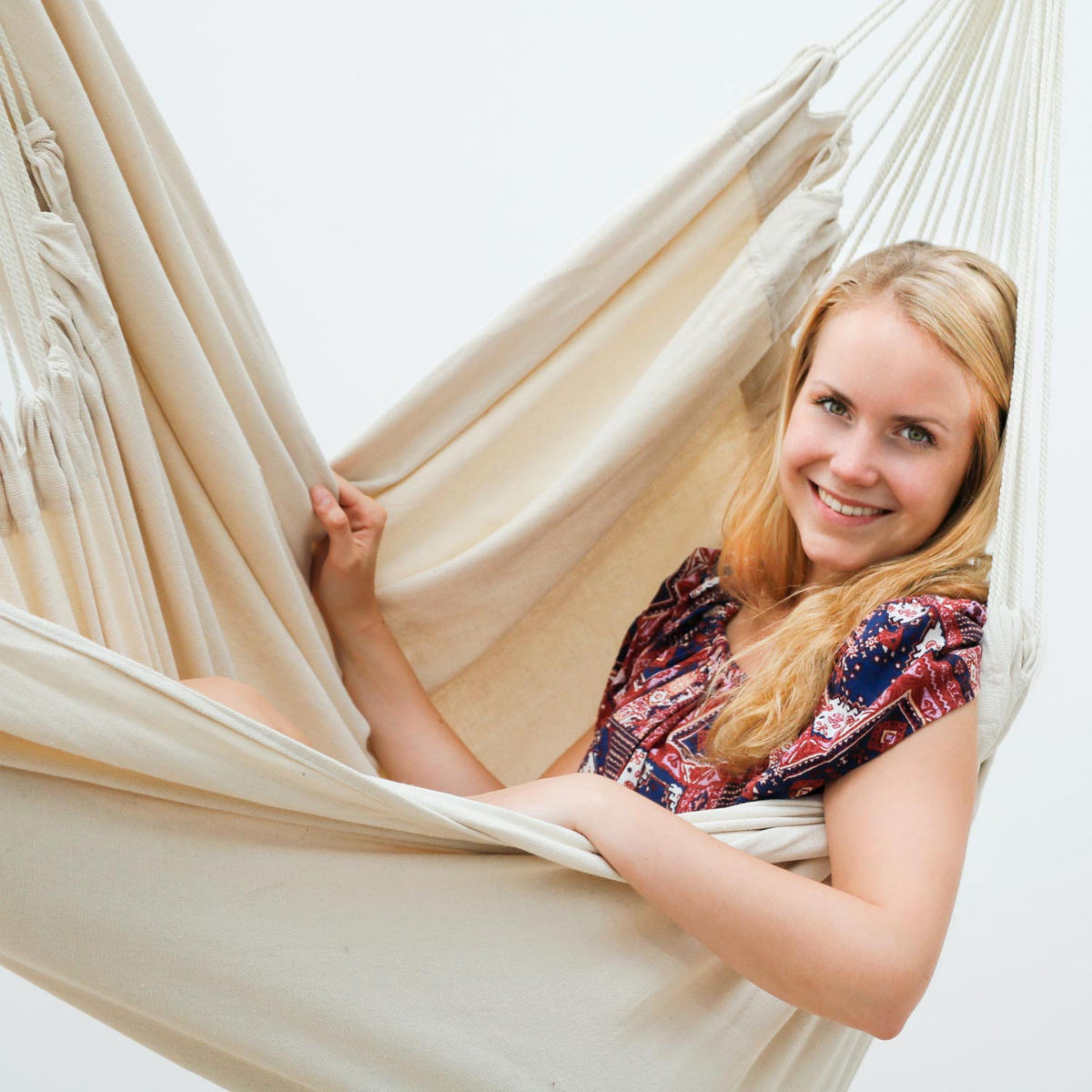 XXL-HÄNGESESSEL 185/30cm bis 150kg - Beige, Textil (130/155/185cm) - Amanka