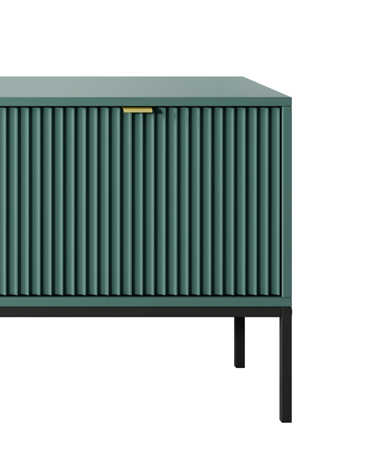 TV-SCHRANK NOVA Geriffelt Regal, 2 Türen, Schublade, Schwarze Beine, 154x39x56cm, Labrador - Türkis/Schwarz, Holzwerkstoff/Kunststoff (154/56/39cm) - DomoHome