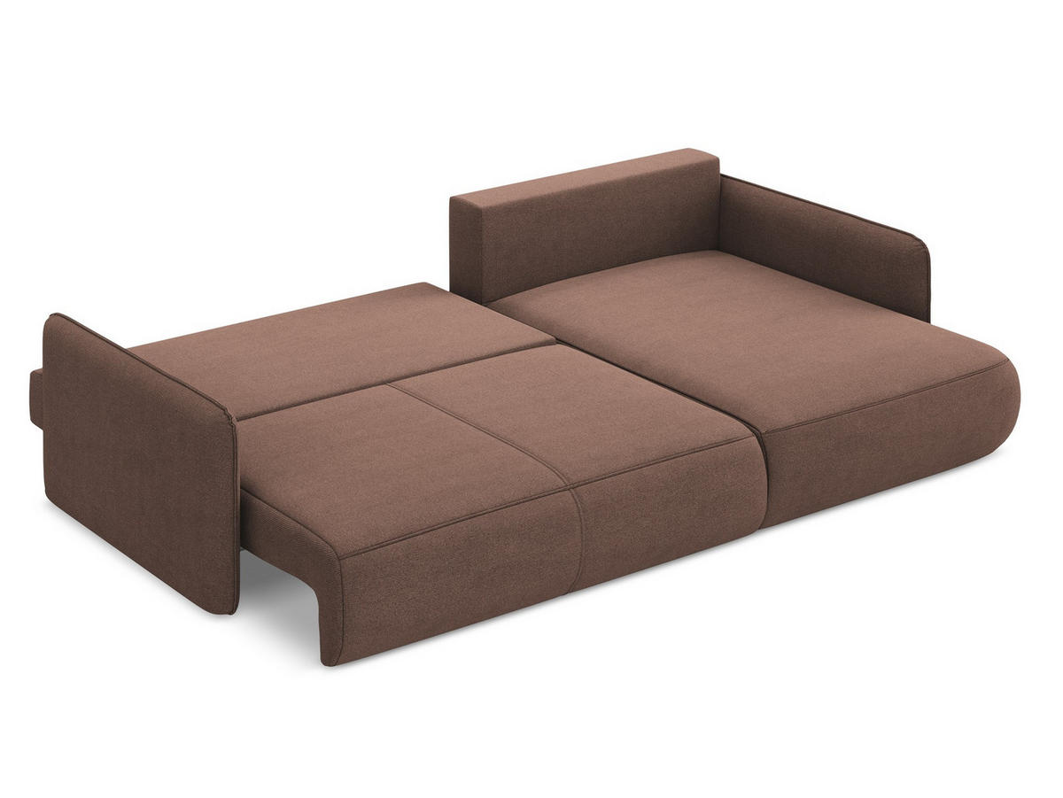 ECKSOFA mit Schlaffunktion Strukturstoff Stoff Pink - Pink/Hellrosa, Kunststoff/Textil (240/148cm) - Makamii
