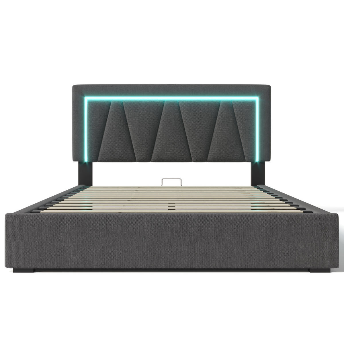 POLSTERBETT 140/200 cm Grau mit Stauraum, LED-Beleuchtung und USB- und Type-C-Anschlüssen - Grau, Textil (140/200cm) - Flora Grace