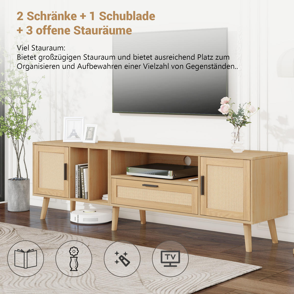 TV-MÖBEL Holzfarben 180/40/54cm - Braun, Holzwerkstoff/Metall (40/54/180cm) - Urban Meuble
