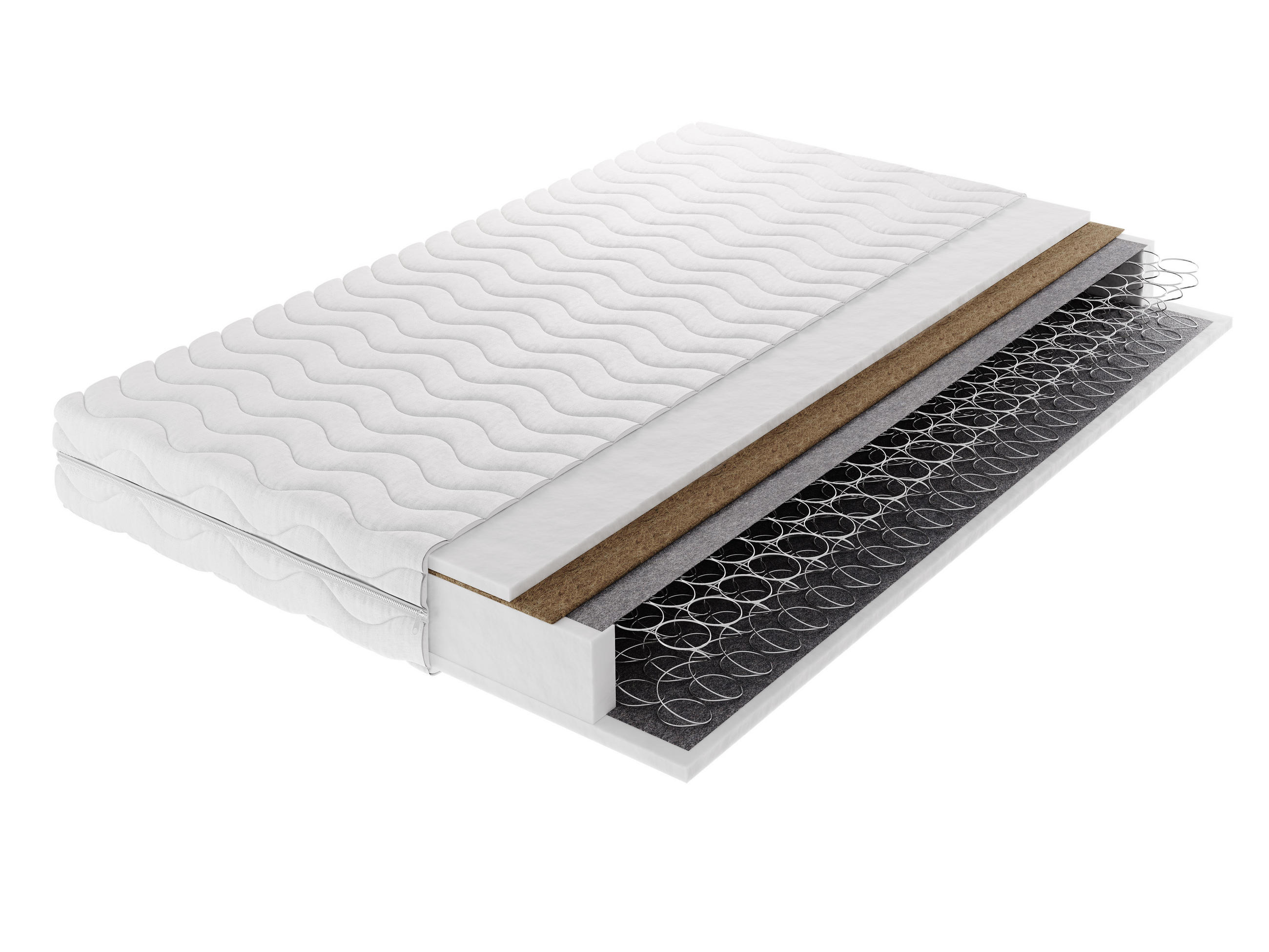 FEDERKERNMATRATZE ZENYA 200x200, H3/H4, Höhe ca.: 18 cm - Weiß, Textil (200/200cm) - MASSENO