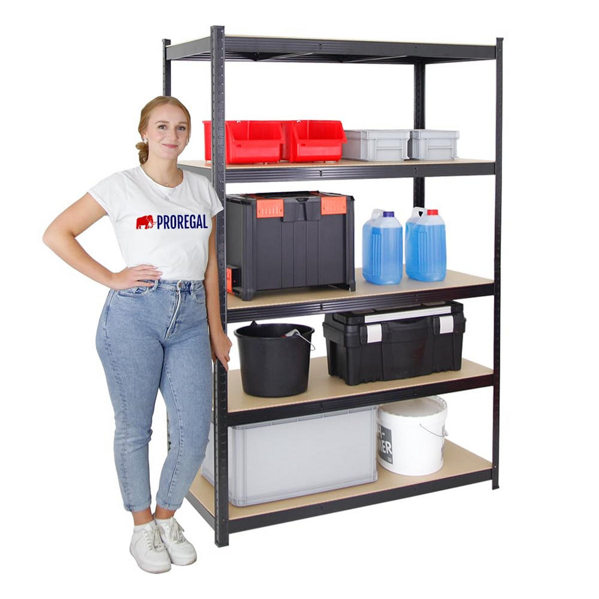 ECKREGAL Ragnar 2er-Set mit Schwerlastregal Taurus 180x210x60 cm Fachlast 175 kg Schwarz - Schwarz, Metall (120/180/60cm) - PROREGAL