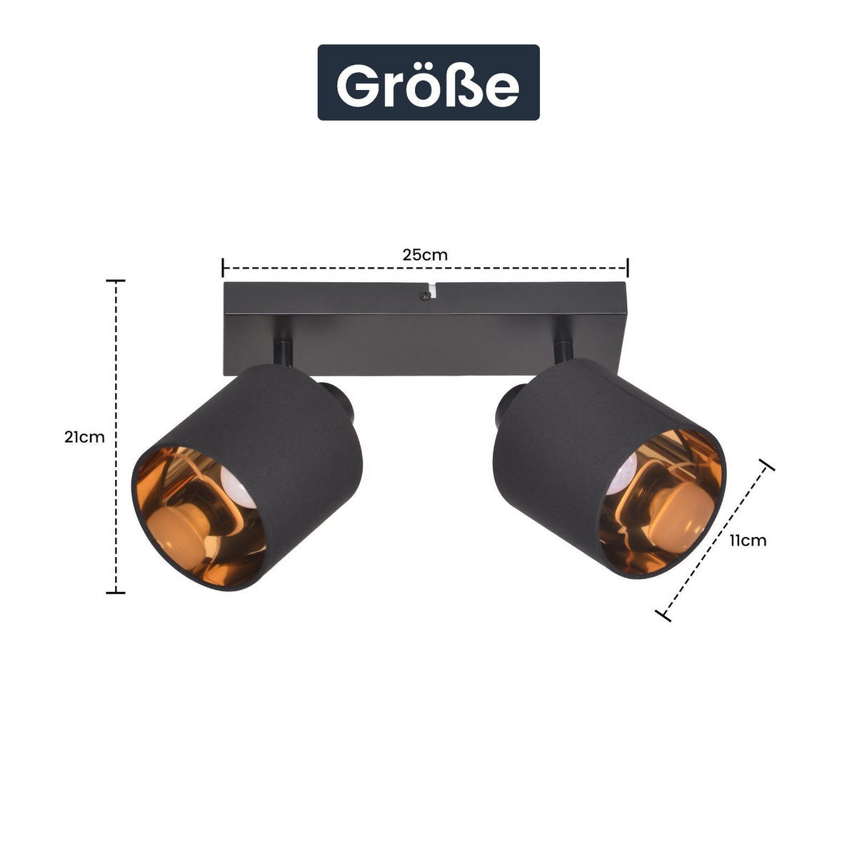 DECKENSTRAHLER Modern 108/8/15cm - Schwarz, Metall (108/8/15cm) - ZMH