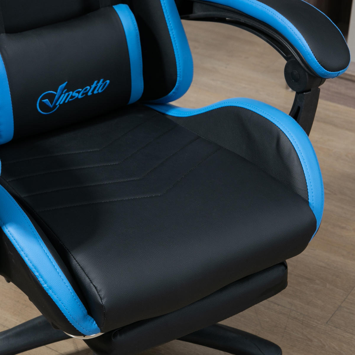 GAMINGSTUHL DE-05131 Mit Kopf- & Lendenstütze, neigbar Blau/Schwarz - Blau/Schwarz, Metall (65/129/65cm) - ComfortXL