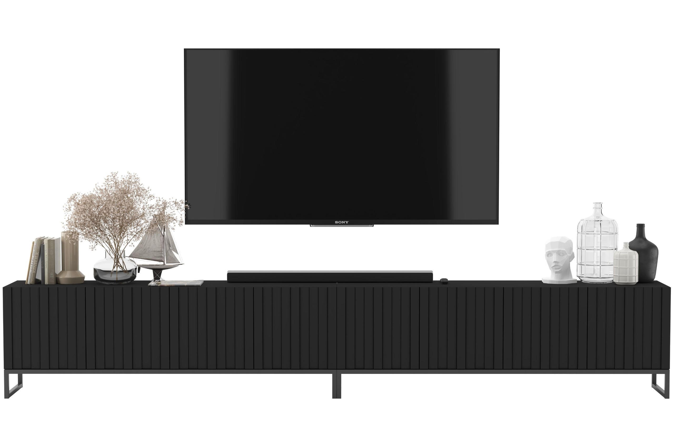 TV-LOWBOARD 2er-Set Elpis Schwarz matt mit schwarzem Metallrahmen 150 cm - Schwarz, Holzwerkstoff/Metall (300/51.5/36.5cm) - Meble Lindner
