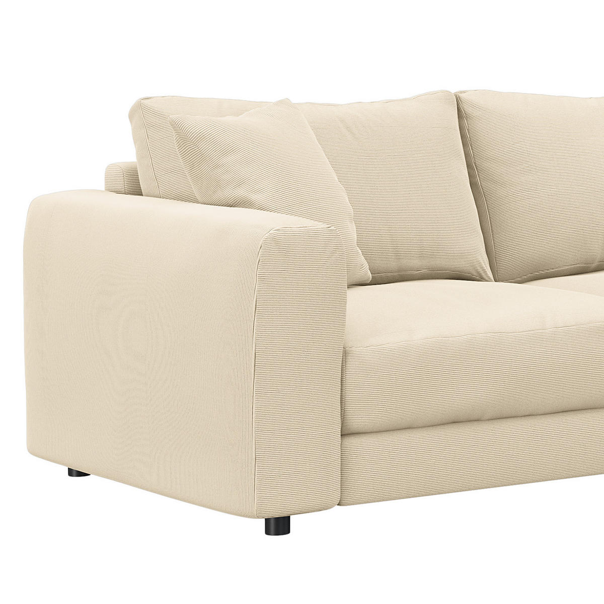 ECKSOFA mit Longchair - Beige/Schwarz, Kunststoff/Textil (286/183cm) - home24