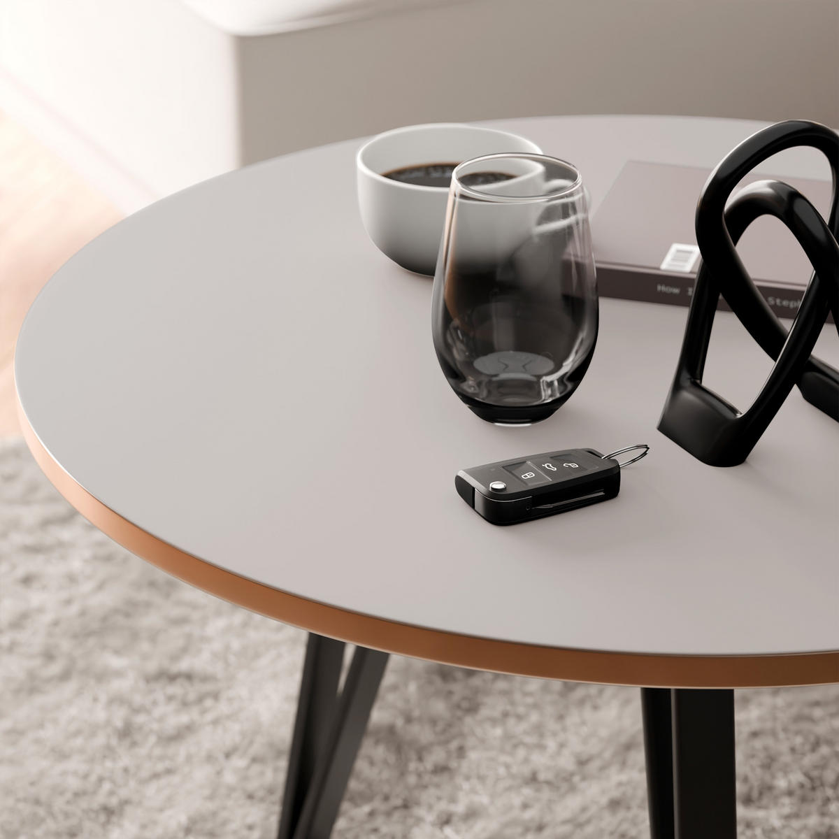 COUCHTISCH RIO mit goldener Kante – Kaschmir - Kaschmir, Holzwerkstoff (67/67/45cm) - Idohome