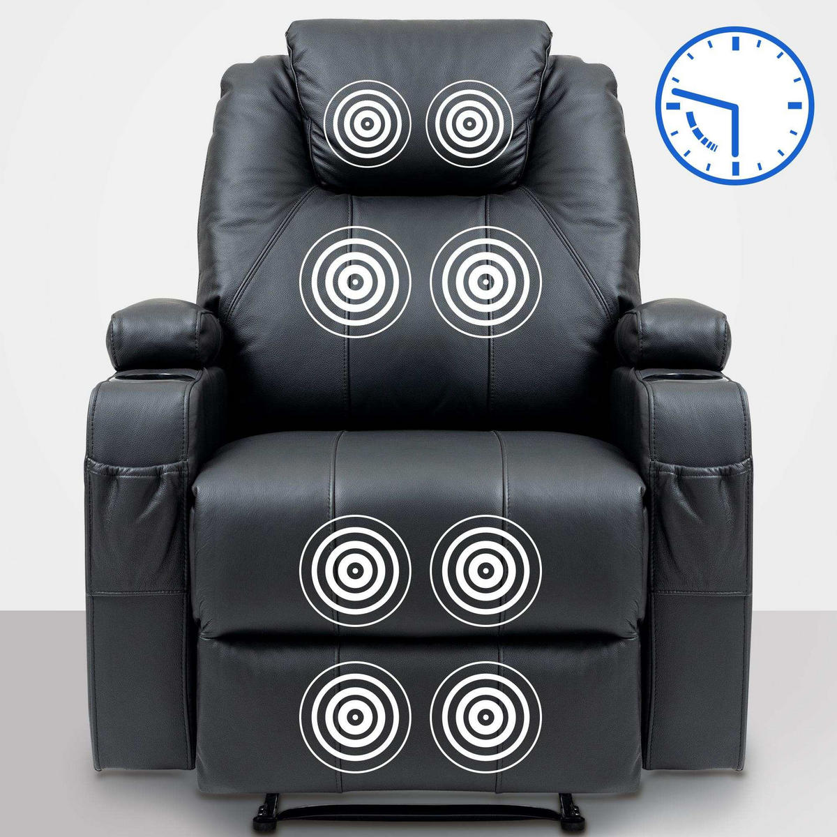 SESSEL Echtleder schwarz - Schwarz, Leder/Metall (83/105/94cm) - CLP