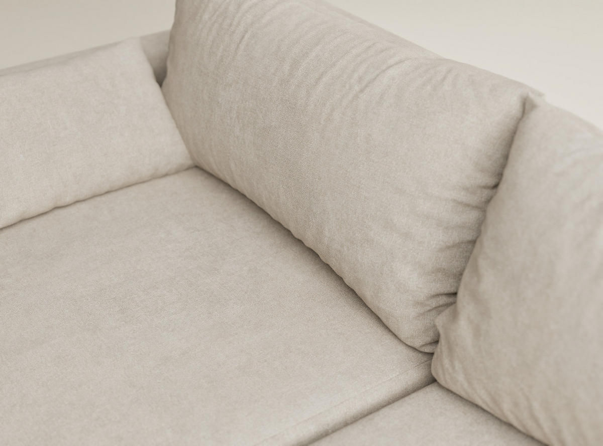 ECKSOFA MIT SCHLAFFUNKTION Leon Beige Webstoff - Beige/Schwarz, Holz/Holzwerkstoff (239/148cm) - Maison de Reve