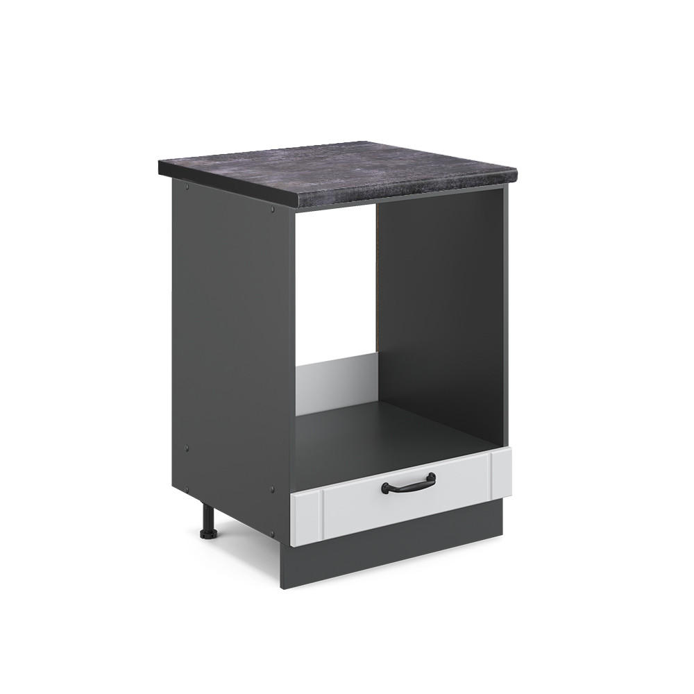 HERDUMBAUSCHRANK Fame-Line Weiß Landhaus 60 cm, AP Anthrazit - Anthrazit/Weiß, Holzwerkstoff (60/82/60cm) - Vicco