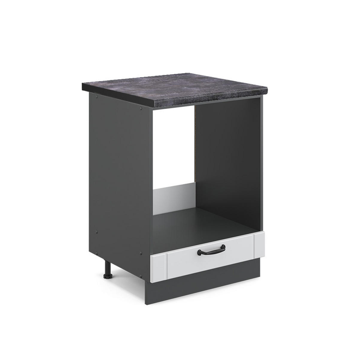 HERDUMBAUSCHRANK Fame-Line Weiß Landhaus 60 cm, AP Anthrazit - Anthrazit/Creme, Holzwerkstoff (60/82/60cm) - Vicco