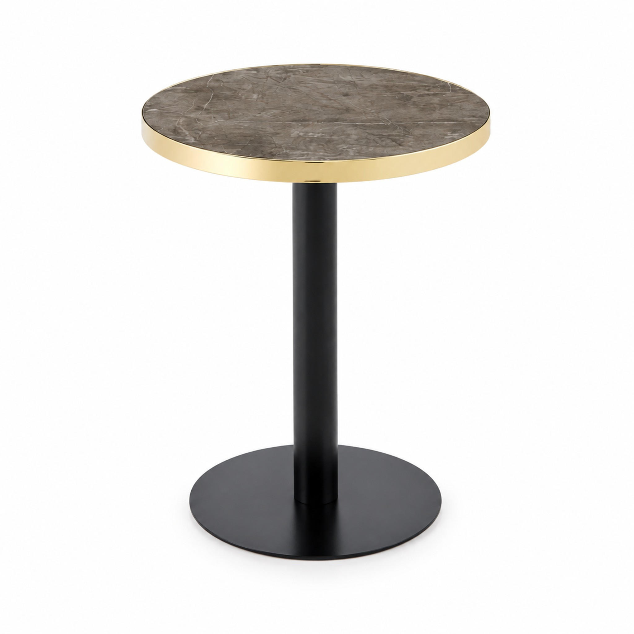 BEISTELLTISCH rund 60 cm Grau in Marmor-Optik mit Metallgestell - Grau, Holzwerkstoff (60/60/74cm) - MIVRAY