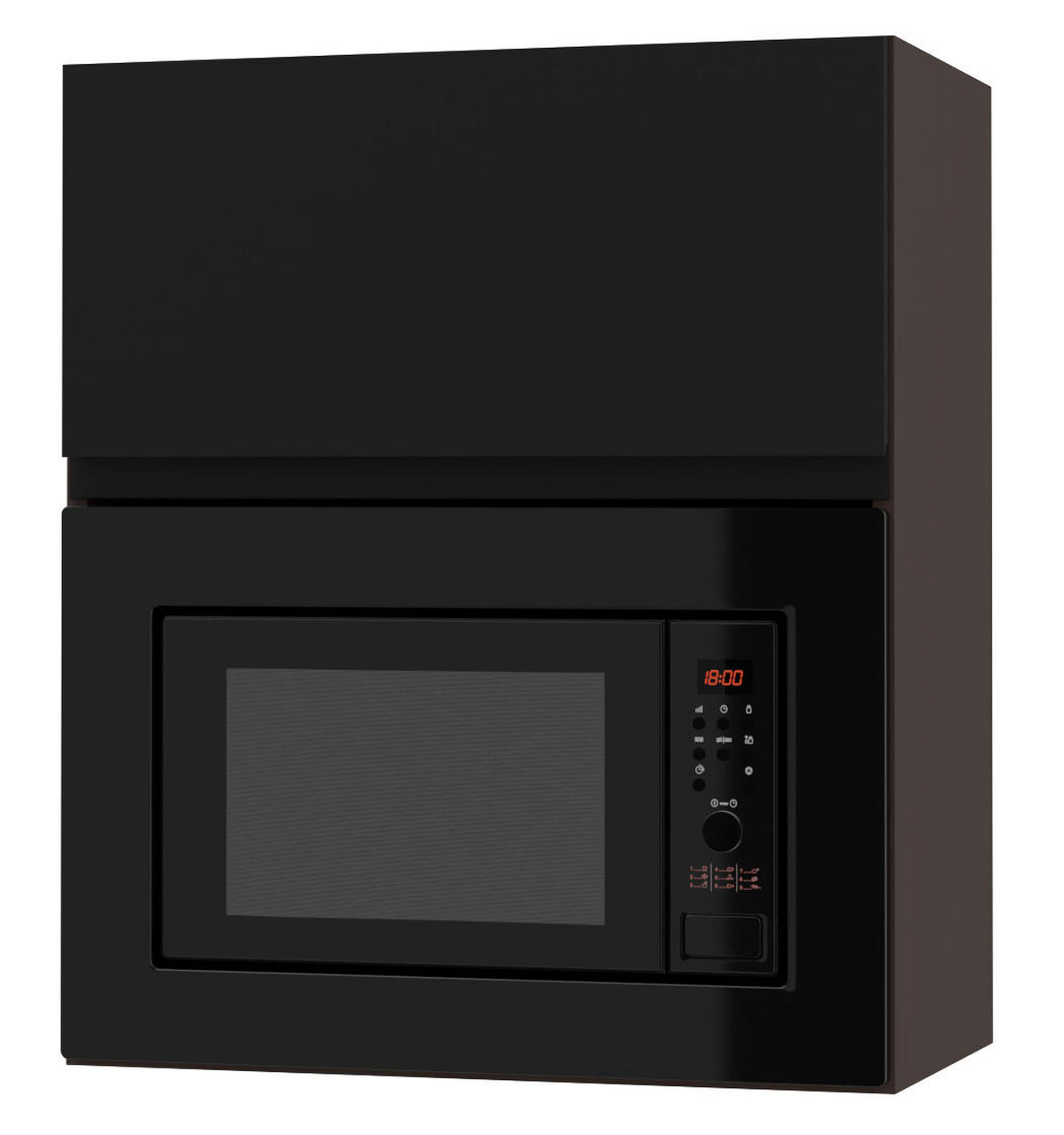 MIKROWELLENUMBAUSCHRANK Avellino W2MK/60 schwarz Acryl matt / Lava 60 / 32,5 / 72cm - Dunkelgrau/Schwarz, Holz/Holzwerkstoff (60/72/32.5cm) - Feldmann-Wohnen