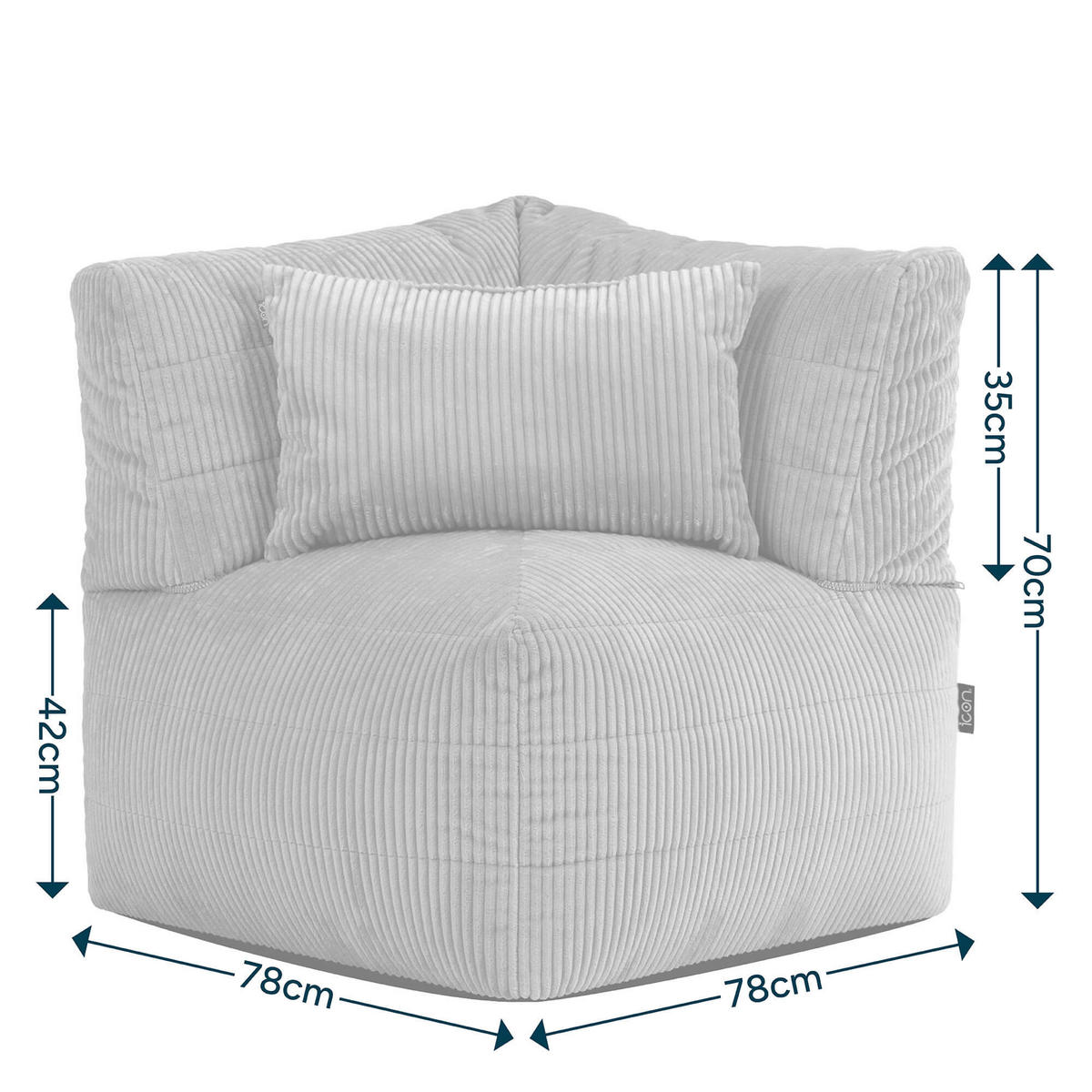 SITZSACK-ECKSOFA Noa modular Cord - Salbeigrün, Textil (78/70/78cm) - icon