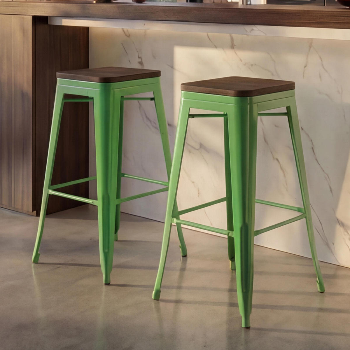 BARHOCKER Grün 2er-Set - Grün, Holz (42/76/42cm) - MCW