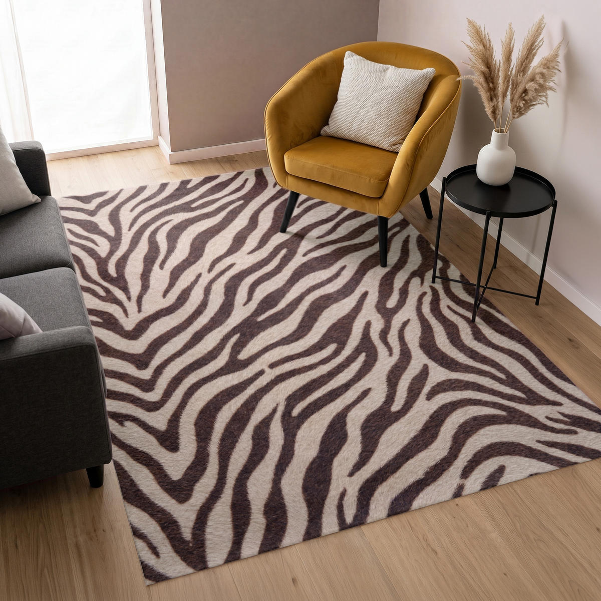 KOBERCE - Zebra - Pruhy - hnedá - 140x200 cm - čierna, textil/plast (140/0.4cm) - OnlyWow