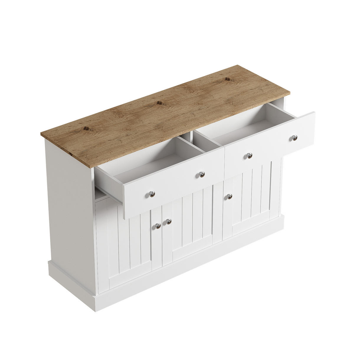SIDEBOARD mit 3 Türen und 2 Schubladen 120 cm Weiß/Holzfarbe - Weiß, Holzwerkstoff (120/80.5/36cm) - Meubliv