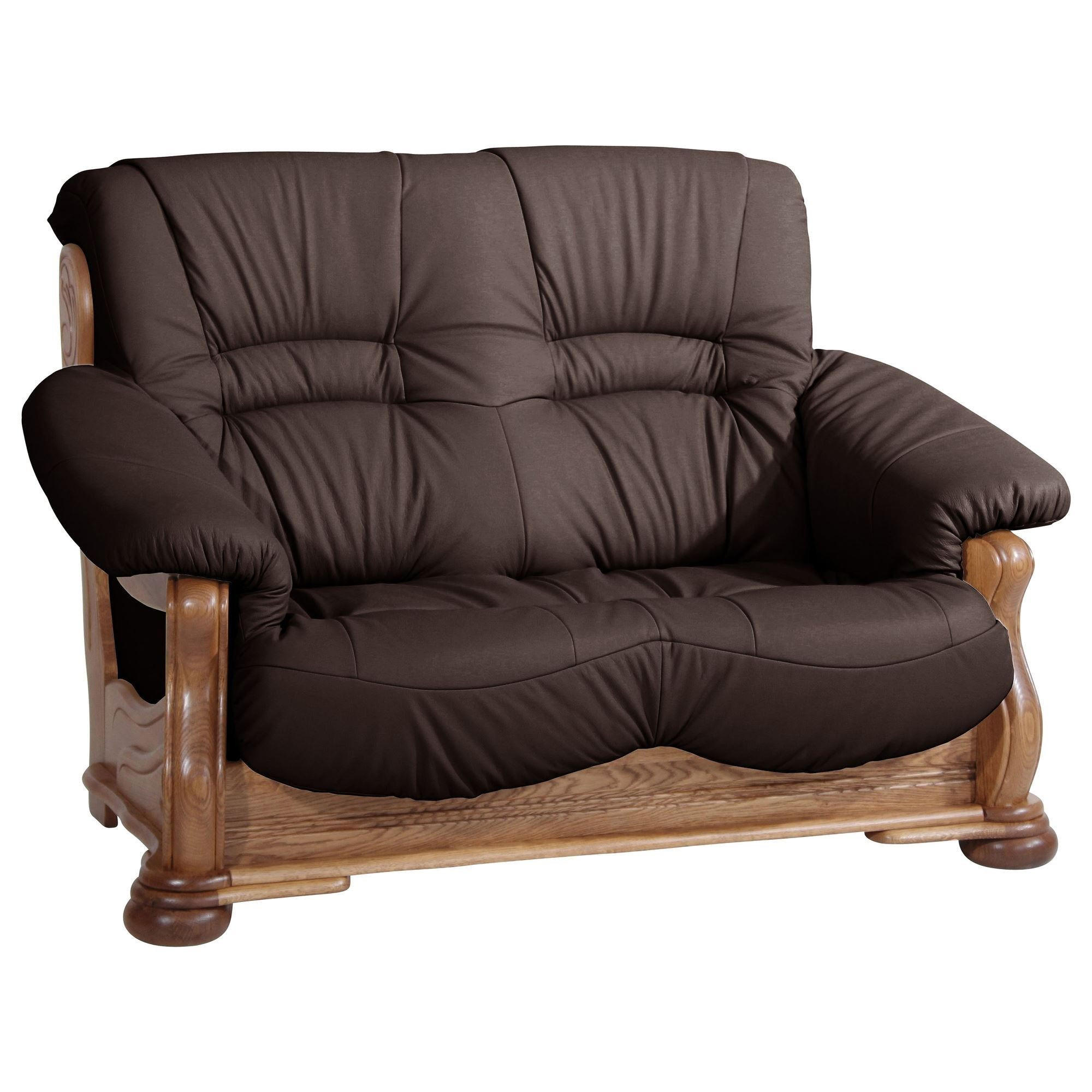 SOFA 2-Sitzer Katlin Bezug Echtleder Eiche rustikal P43 / braun - Braun, Leder (148/95/95cm) - 58aufmkessel