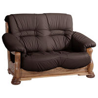 SOFA 2-Sitzer Katlin Bezug Echtleder Eiche rustikal P43 / braun - Braun, Leder (148/95/95cm) - 58aufmkessel