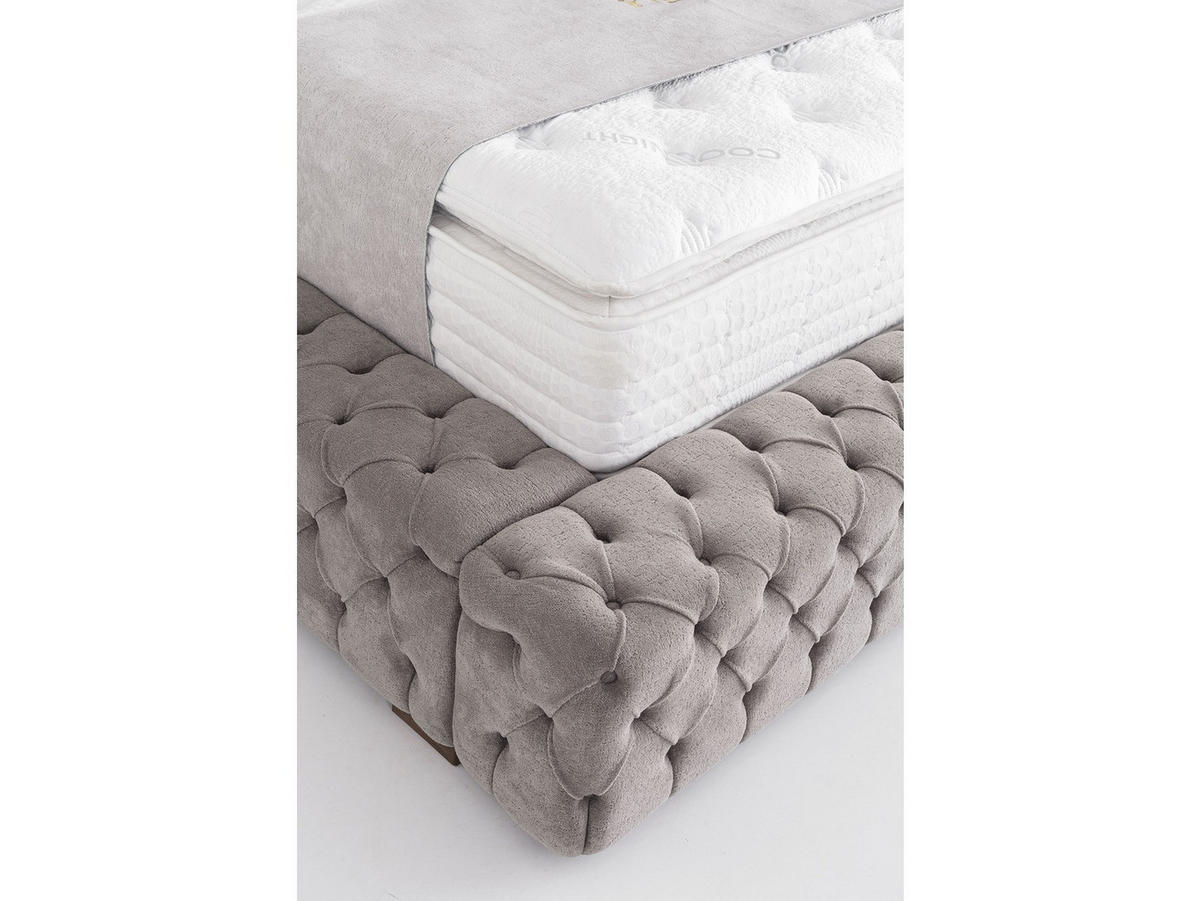 POLSTERBETT Marsilya 180x200 Grau - Grau, Textil/Metall (180/200cm) - Villa Möbel
