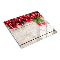 GLASPLATTE 60x52 cm Kirschen auf Holz - Rot, Glas (60/0.4/52cm) - TULUP