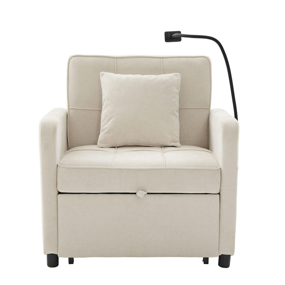 FERNSEHSESSEL 2 in 1 Relaxsessel,Polsterliege mit Schlaffunktion, Stauraum,Chenille,Beige - Beige, Textil (79/83/167cm) - LVHOM