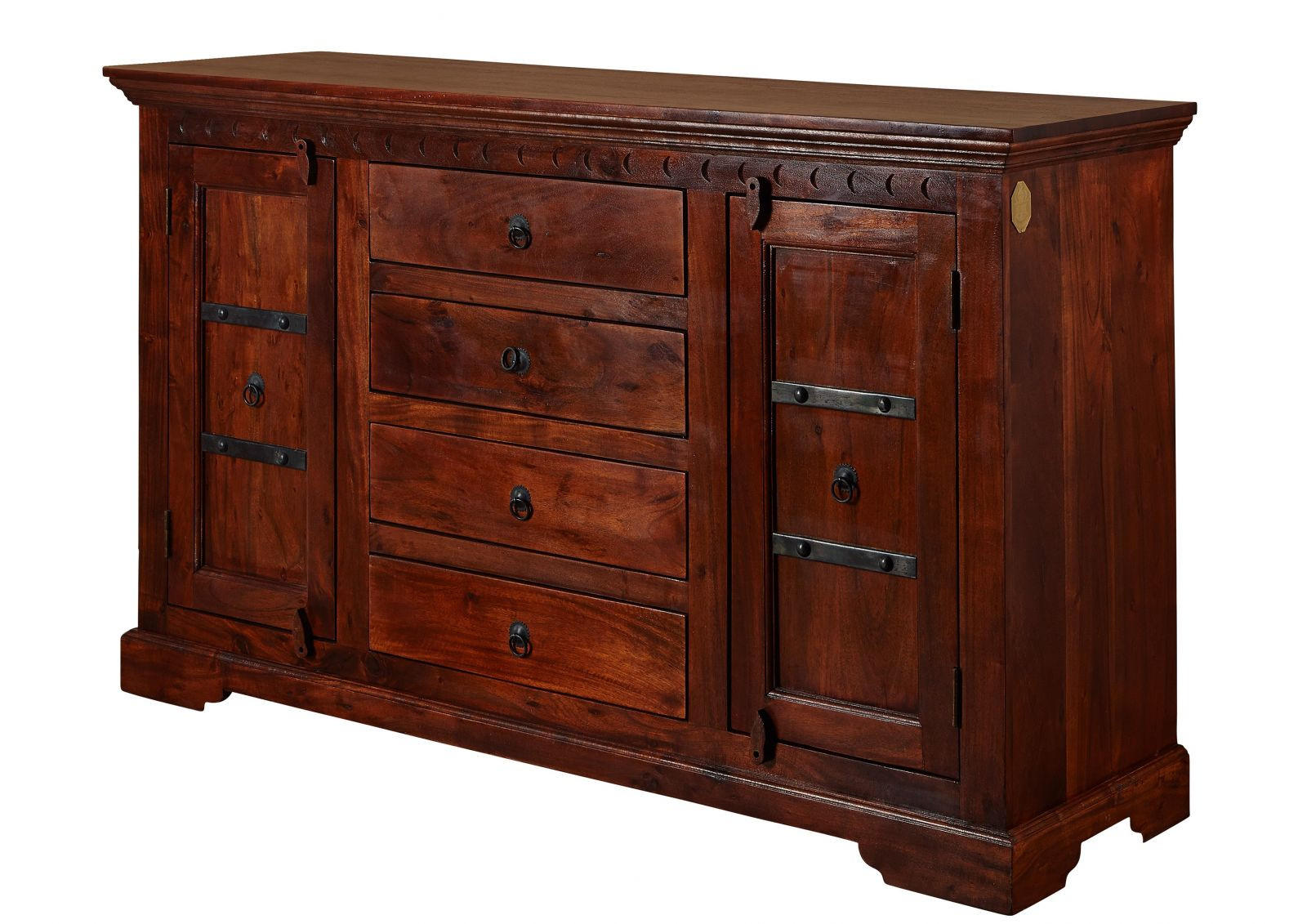 SIDEBOARD Akazie 150x45x89 nougat lackiert OXFORD #513 - Dunkelbraun, Holz (150/89/45cm) - Massivmoebel24