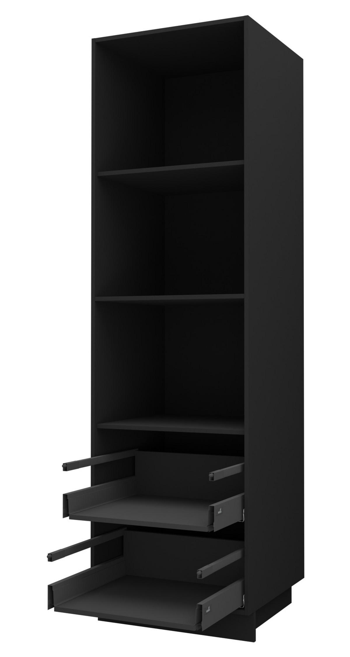 BACKOFEN-HOCHSCHRANK Kvantum D14/RU/2A/284 Weiß Matt / Schwarz Matt 60 / 59 / 207cm - Schwarz/Weiß, Holz/Holzwerkstoff (60/207/59cm) - Feldmann-Wohnen