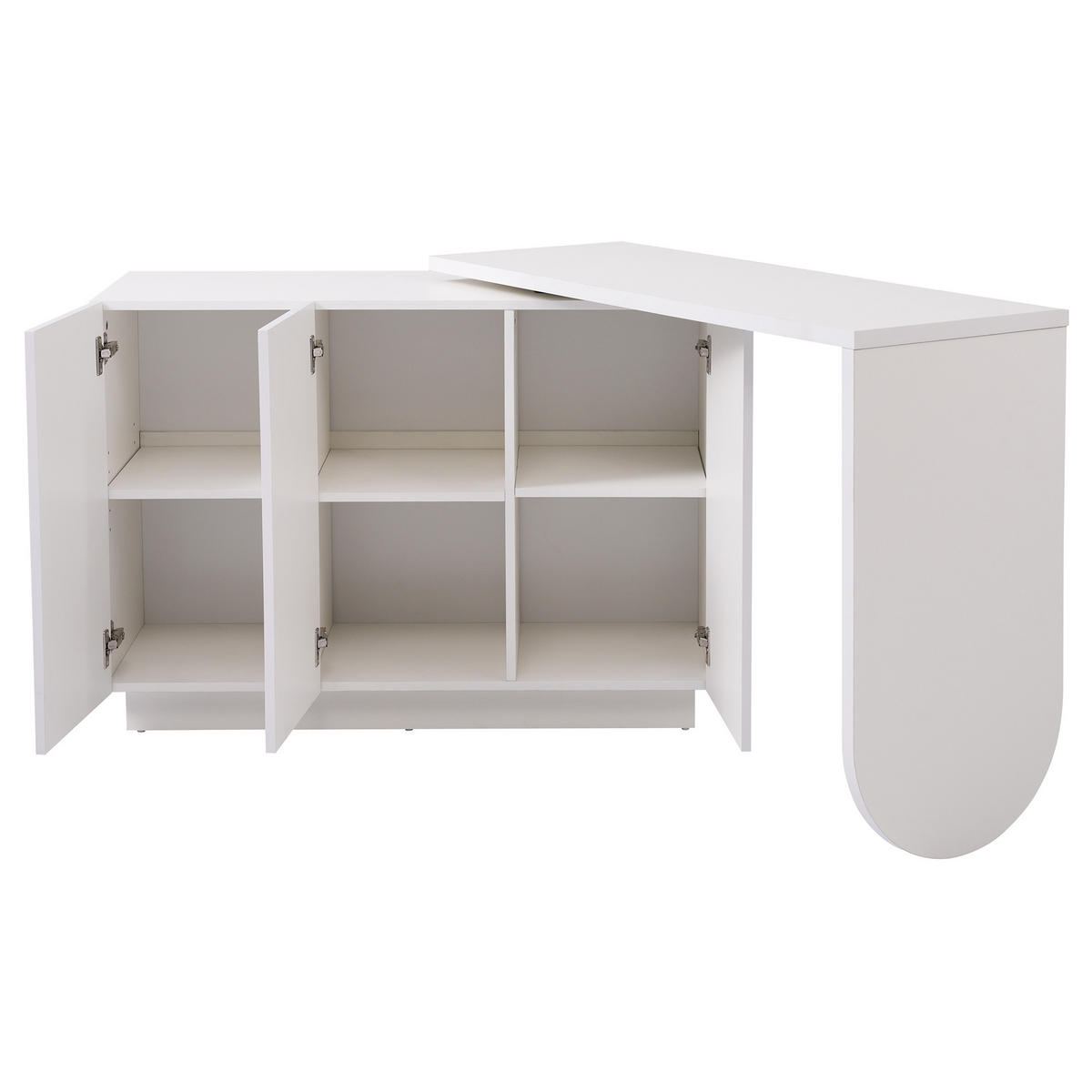 SCHREIBTISCH Weiß mit 360° Drehfunktion Flexibler Eckschreibtisch & Sideboard - Weiß, Holzwerkstoff (40/110/75cm) - Urban Meuble