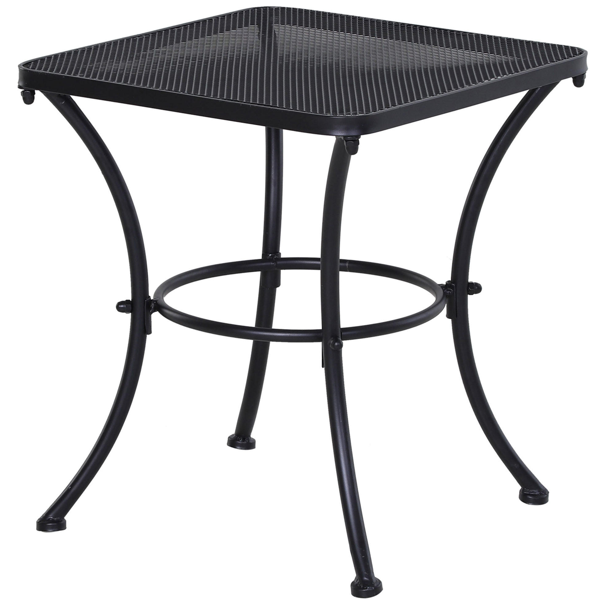 BEISTELLTISCH 45/45/50 cm mit Mesh-Tischplatte und pulverbeschichtetem Metallgestell, Schwarz - Weiß, Metall (45/45/50cm) - Redom