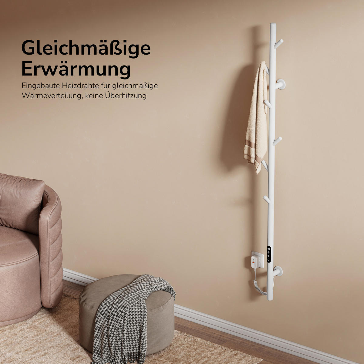 ELEKTRIČNI RADIJATOR s wlan termostatom bijeli - bijela, metal (12.5/150/14cm) - EMKE