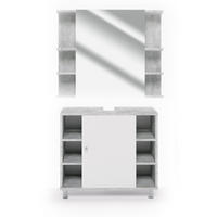 BADMÖBEL-SET Fynn Beton 2 Teile - Weiß/Grau, Holzwerkstoff (60/54/32cm) - Vicco